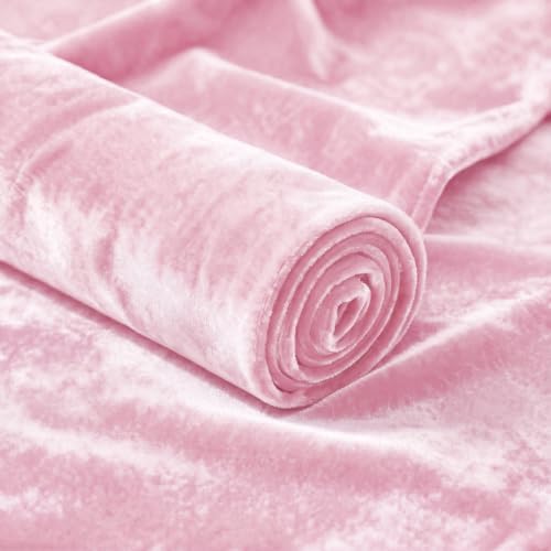 Stretch Velvet Fabric, Q&J Solid Plush Cloth - Pink