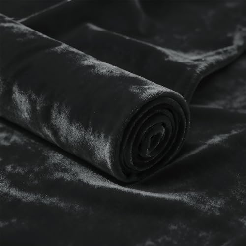 Stretch Velvet Fabric, Q&J Solid Plush Cloth - Black