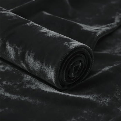 Stretch Velvet Fabric, Q&J Solid Plush Cloth - Black