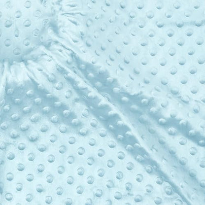 Minky Dot Fabric, Soft Plush Knit Cloth - Light Blue
