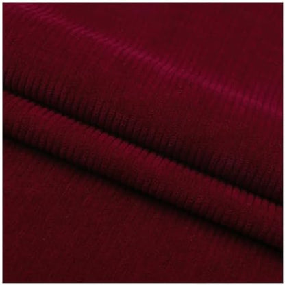Stretch Corduroy Fabric, 50x155cm Solid Wale Cloth for Apparel & Bags - Wine Red
