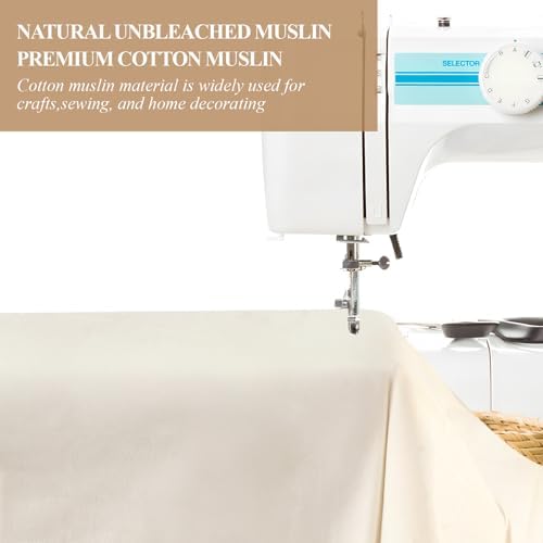 100% Cotton Muslin Fabric, Unbleached for Sewing & Crafts