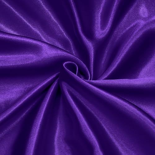 Satin Fabric, 100% Polyester Charmeuse Cloth - Purple