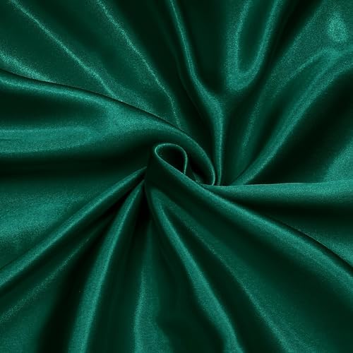 Satin Fabric, 100% Polyester Charmeuse Cloth - Emerald Green