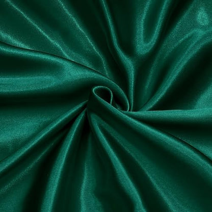 Satin Fabric, 100% Polyester Charmeuse Cloth - Emerald Green