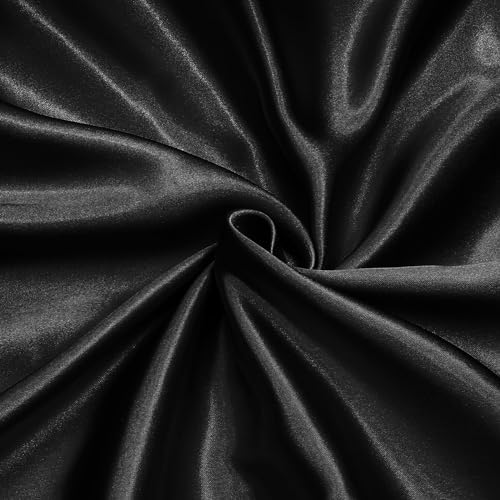 Satin Fabric, 100% Polyester Charmeuse Cloth - Black