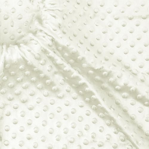 Minky Dot Fabric, Soft Plush Knit Cloth - White