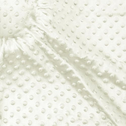 Minky Dot Fabric, Soft Plush Knit Cloth - White