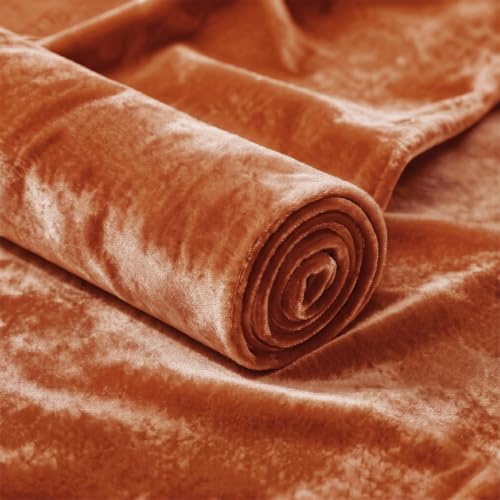 Stretch Velvet Fabric, Q&J Solid Plush Cloth - Burnt Orange