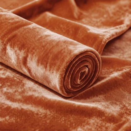 Stretch Velvet Fabric, Q&J Solid Plush Cloth - Burnt Orange