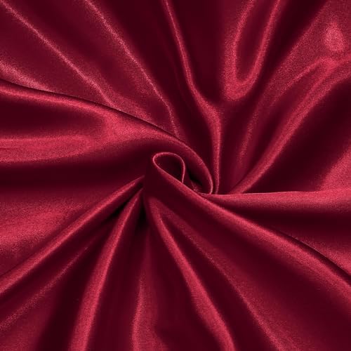 Satin Fabric, 100% Polyester Charmeuse Cloth - Burgundy