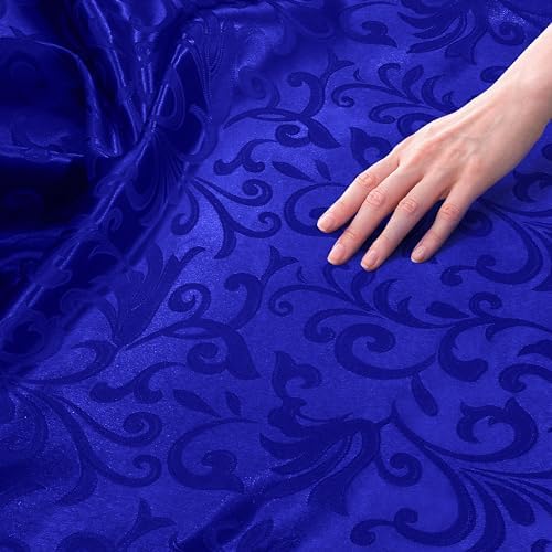 Damask Jacquard Satin Fabric - Dress & Craft by the Yard - Royal Blue