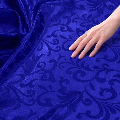Damask Jacquard Satin Fabric - Dress & Craft by the Yard - Royal Blue