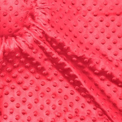 Minky Dot Fabric, Soft Plush Knit Cloth - Light Red