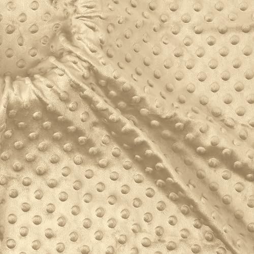 Minky Dot Fabric, Soft Plush Knit Cloth - Beige