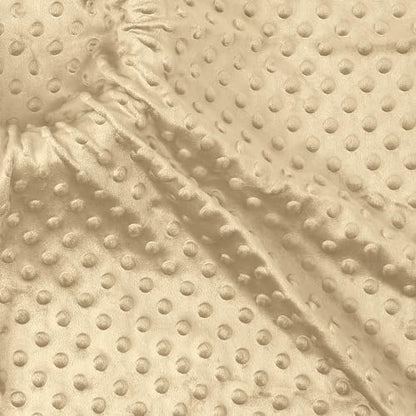 Minky Dot Fabric, Soft Plush Knit Cloth - Beige