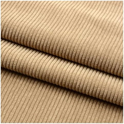 Stretch Corduroy Fabric, 50x155cm Solid Wale Cloth for Apparel & Bags - Khaki
