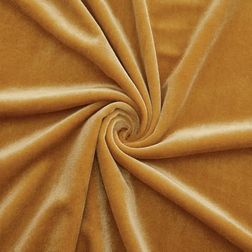 Stretch Velvet Fabric By The Yard | 12 Colors, 59" Wide, 2-Way Stretch for Costumes & Home Decor - Yellow