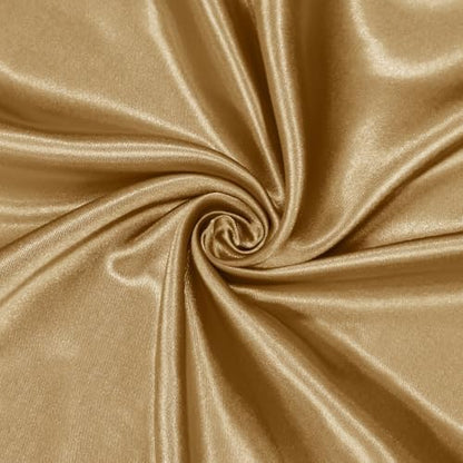 Satin Fabric, 100% Polyester Charmeuse Cloth - Camel Brown