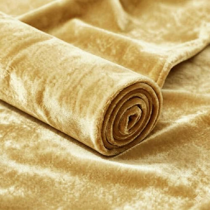Stretch Velvet Fabric, Q&J Solid Plush Cloth - Deep Gold