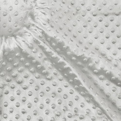 Minky Dot Fabric, Soft Plush Knit Cloth - Light Gray