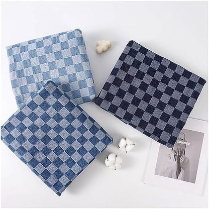 Cotton Denim Checkered Fabric, 33" Wide by The Yard for Apparel & Home