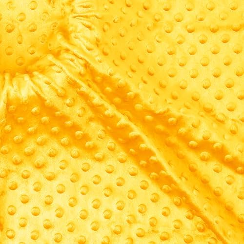 Minky Dot Fabric, Soft Plush Knit Cloth - Yellow