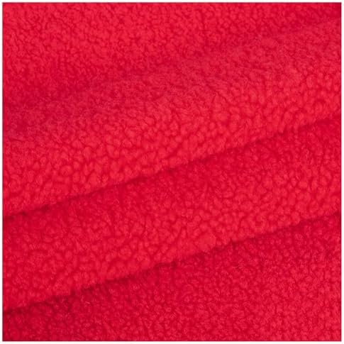 Shaggy Craft Fur Sherpa Fleece Fabric, Plush Cloth for Toys & Throws - Red