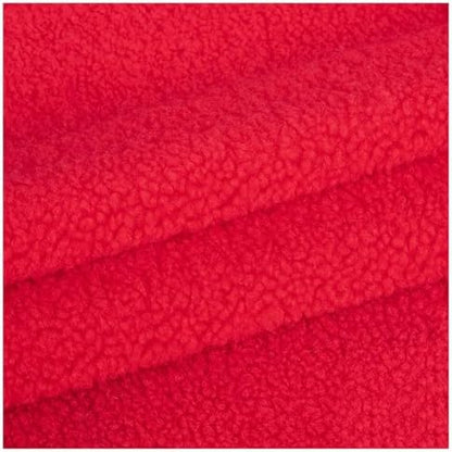 Shaggy Craft Fur Sherpa Fleece Fabric, Plush Cloth for Toys & Throws - Red