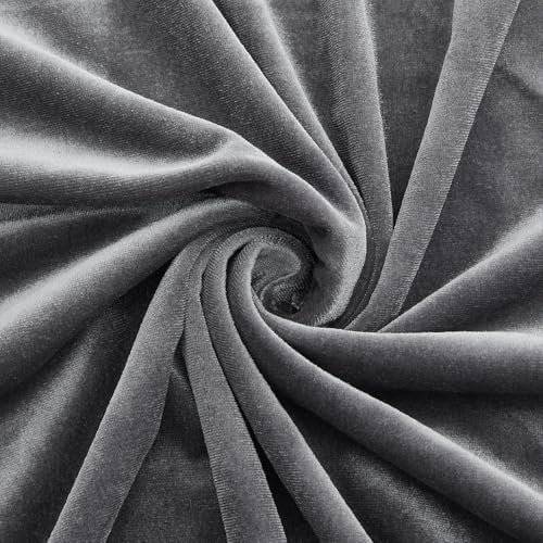 Stretch Velvet Fabric By The Yard | 12 Colors, 59" Wide, 2-Way Stretch for Costumes & Home Decor - Grey