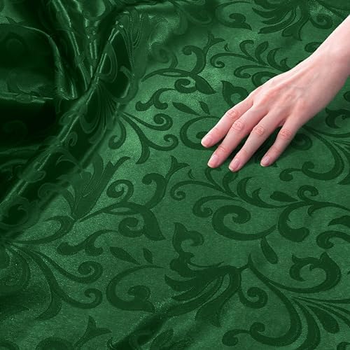 Damask Jacquard Satin Fabric - Dress & Craft by the Yard - Green