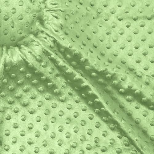 Minky Dot Fabric, Soft Plush Knit Cloth - Sage Green