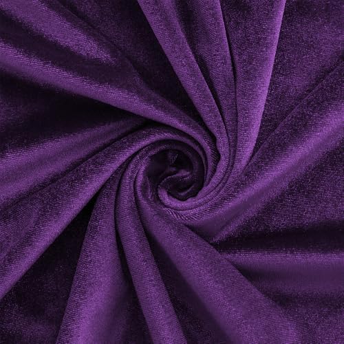 Stretch Velvet Fabric By The Yard | 12 Colors, 59" Wide, 2-Way Stretch for Costumes & Home Decor - Purple