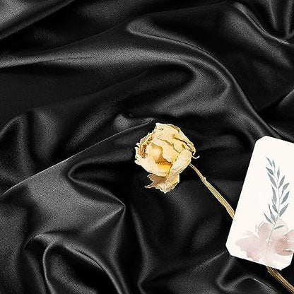 Charmeuse Satin Fabric By The Yard | 10 Colors, 59" Wide for Gowns & Linings - Black
