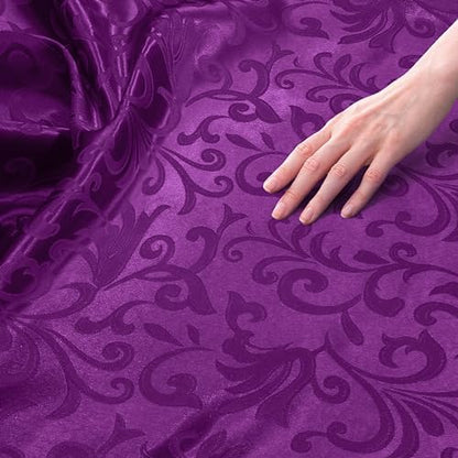 Damask Jacquard Satin Fabric - Dress & Craft by the Yard - Purple