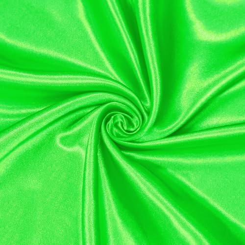 Satin Fabric, 100% Polyester Charmeuse Cloth - Lime Green