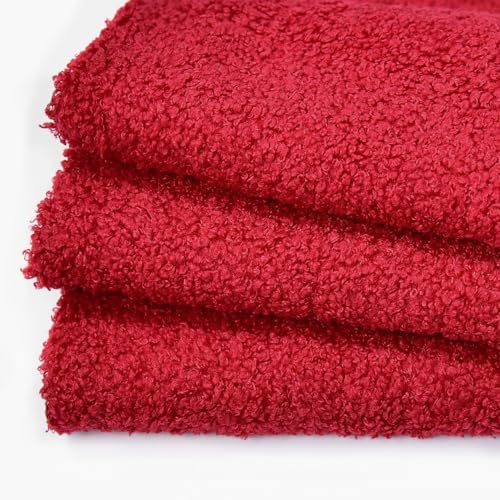 Solid Curly Teddy Fleece Sherpa Fabric - Craft & Apparel by the Yard - Red