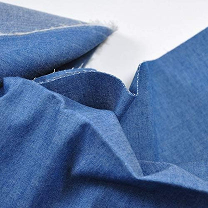 Indigo Denim Chambray Fabric, Lightweight Cotton for Apparel - Indigo