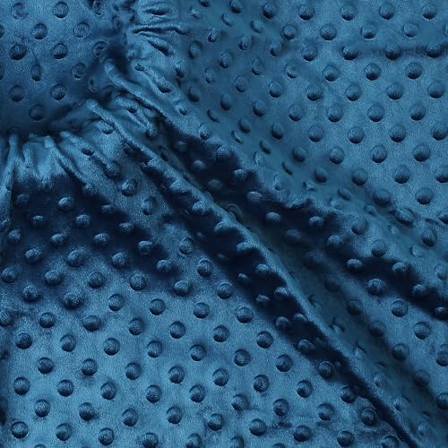 Minky Dot Fabric, Soft Plush Knit Cloth - Light Navy Blue