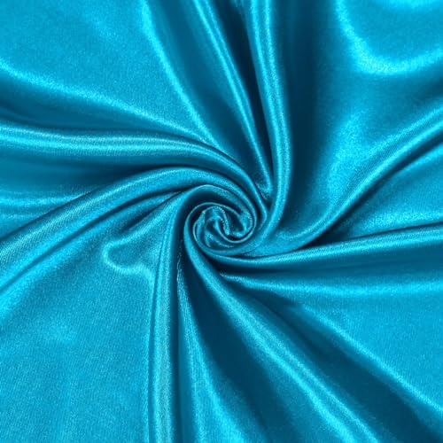 Satin Fabric, 100% Polyester Charmeuse Cloth - Turquoise