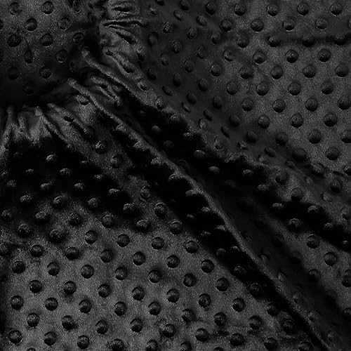 Minky Dot Fabric, Soft Plush Knit Cloth - Black
