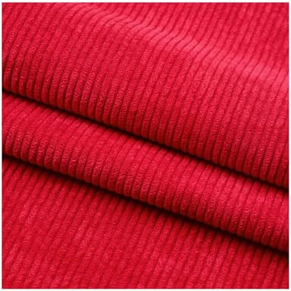 Stretch Corduroy Fabric, 50x155cm Solid Wale Cloth for Apparel & Bags - Red