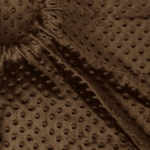 Minky Dot Fabric, Soft Plush Knit Cloth - Chocolate Brown