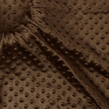 Minky Dot Fabric, Soft Plush Knit Cloth - Chocolate Brown