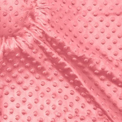 Minky Dot Fabric, Soft Plush Knit Cloth - Pink