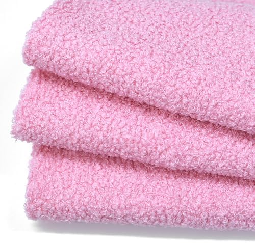 Solid Curly Teddy Fleece Sherpa Fabric - Craft & Apparel by the Yard - Pink