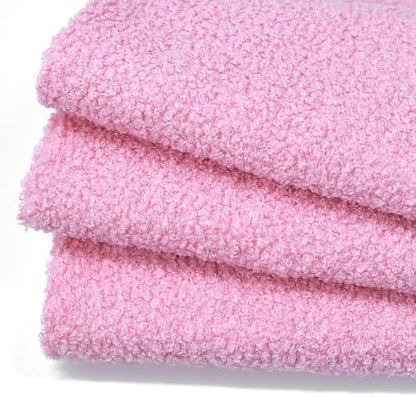 Solid Curly Teddy Fleece Sherpa Fabric - Craft & Apparel by the Yard - Pink