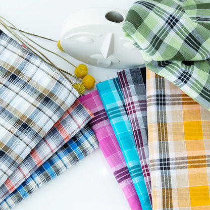 6060 Cotton Plaid Fabric, Lightweight Check Cloth for Shirts & Skirts
