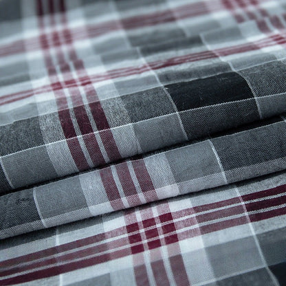 6060 Cotton Plaid Fabric, Lightweight Check Cloth for Shirts & Skirts - Black Grey Plaid