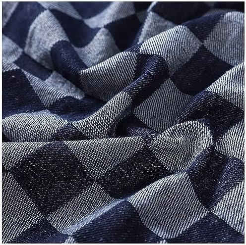 Cotton Denim Checkered Fabric, 33" Wide by The Yard for Apparel & Home - Dark Blue
